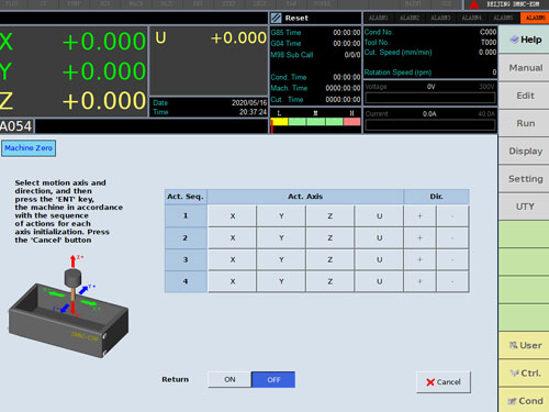 Homing Setting Of CNC EDM Machine