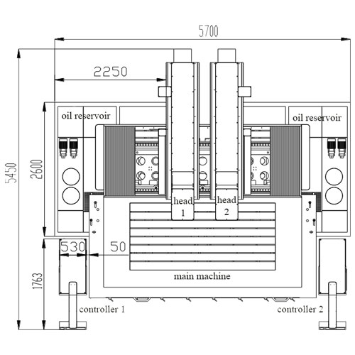 A2510 Double Heads Die Sinking EDM Machine Layout